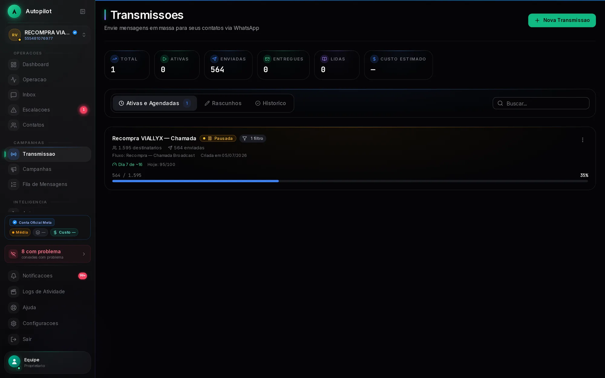Broadcast em massa sem queimar o número